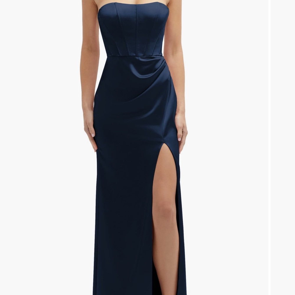 After Six Midnight Blue Strapless Gown